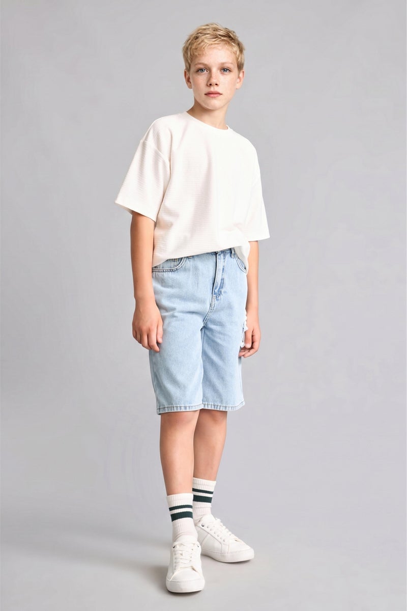 DeFacto Blue Boy Boy Denim Shorts Casual - Image 2