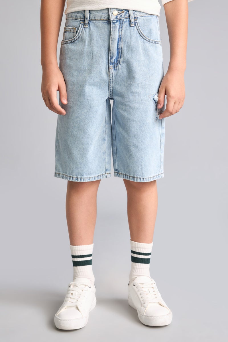 DeFacto Blue Boy Boy Denim Shorts Casual - Image 4