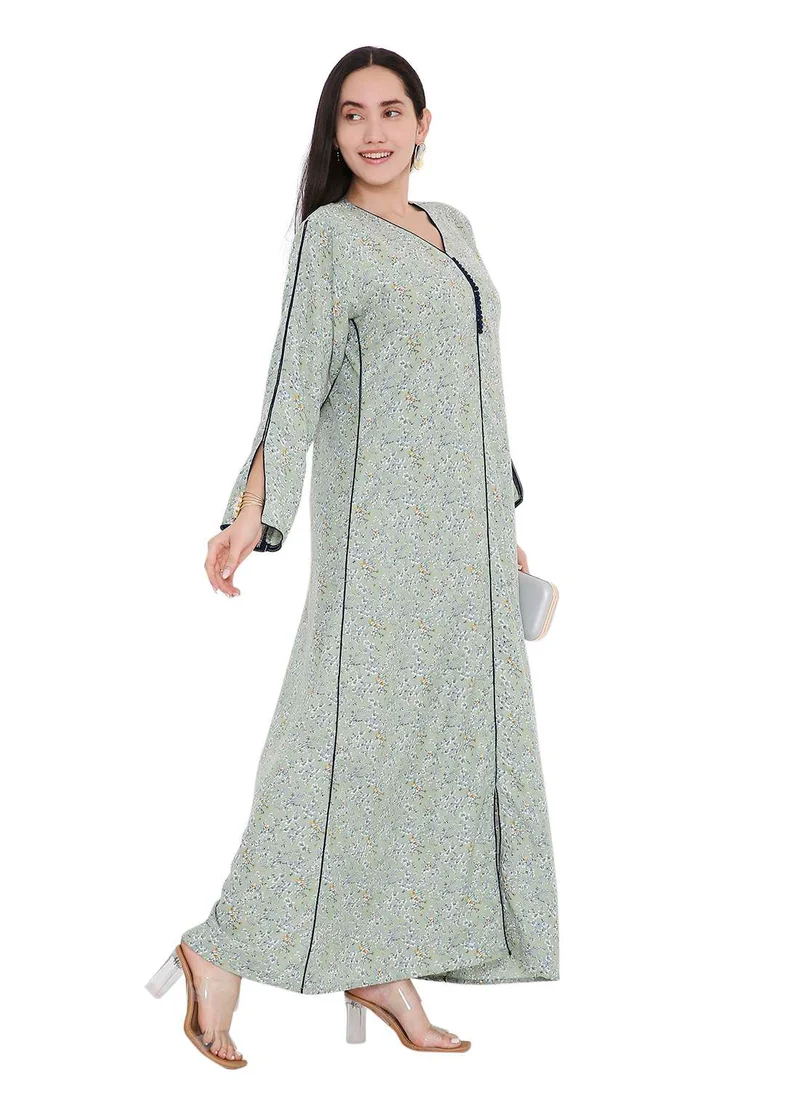 HANA & SARA LONG VISCOSE UNIQUE PRINTED CASUAL STYLED ARABIC FARASHA KAFTAN JALABIYA DRESS
