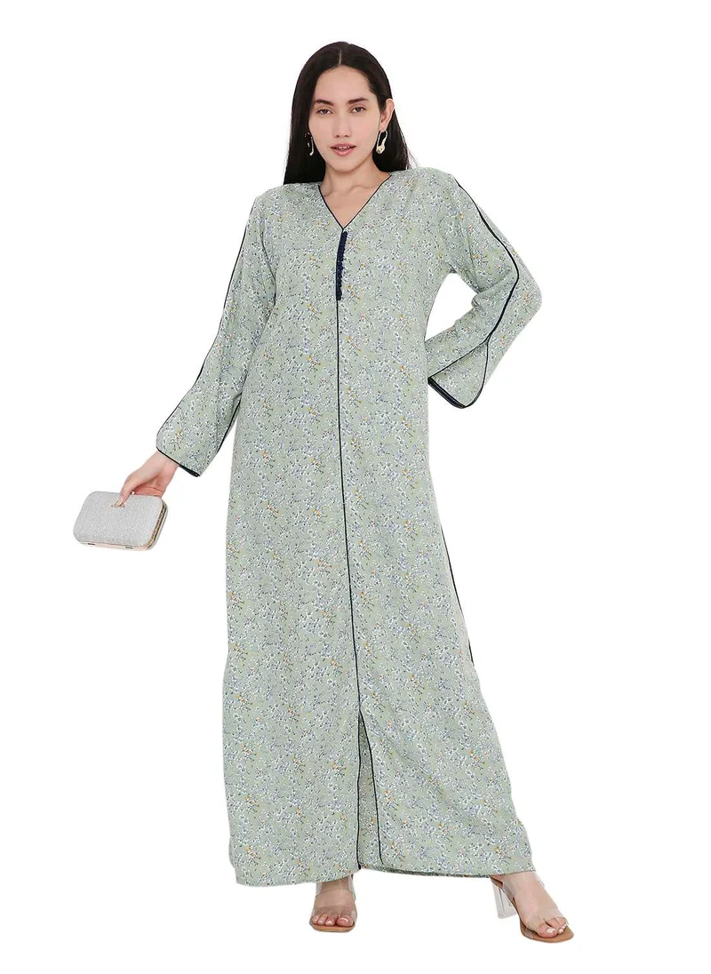 HANA & SARA LONG VISCOSE UNIQUE PRINTED CASUAL STYLED ARABIC FARASHA KAFTAN JALABIYA DRESS
