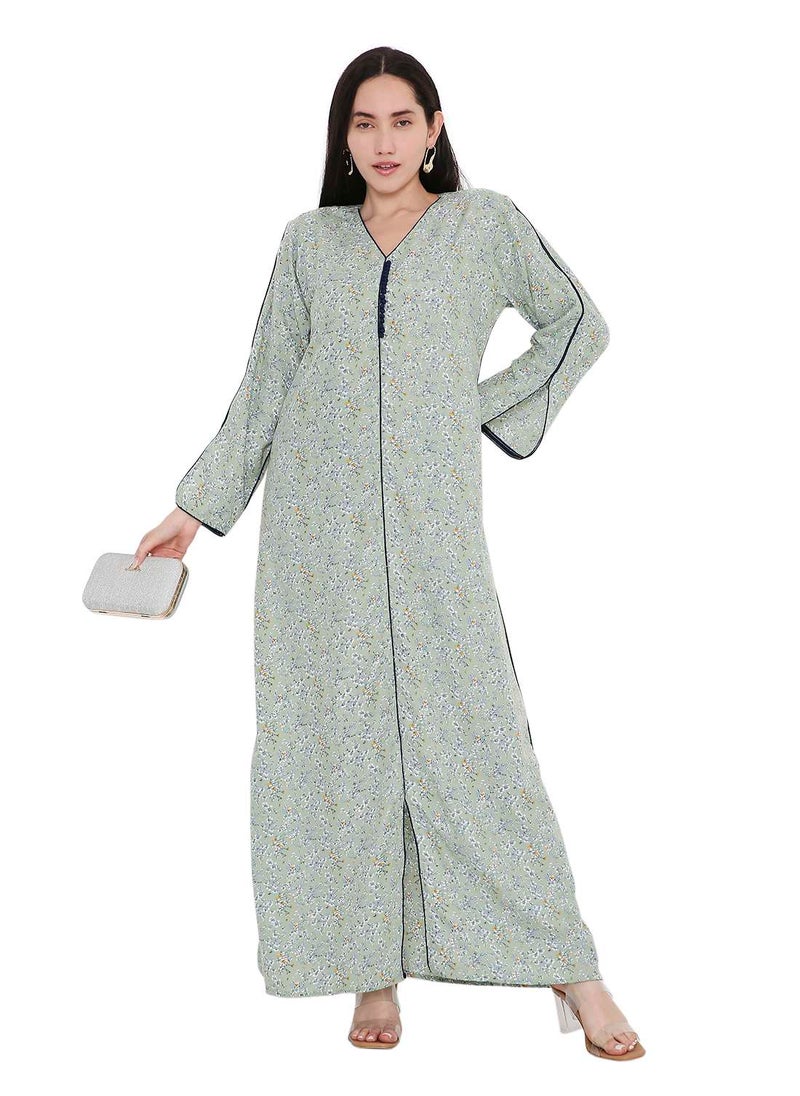HANA & SARA LONG VISCOSE UNIQUE PRINTED CASUAL STYLED ARABIC FARASHA KAFTAN JALABIYA DRESS  - Image 5
