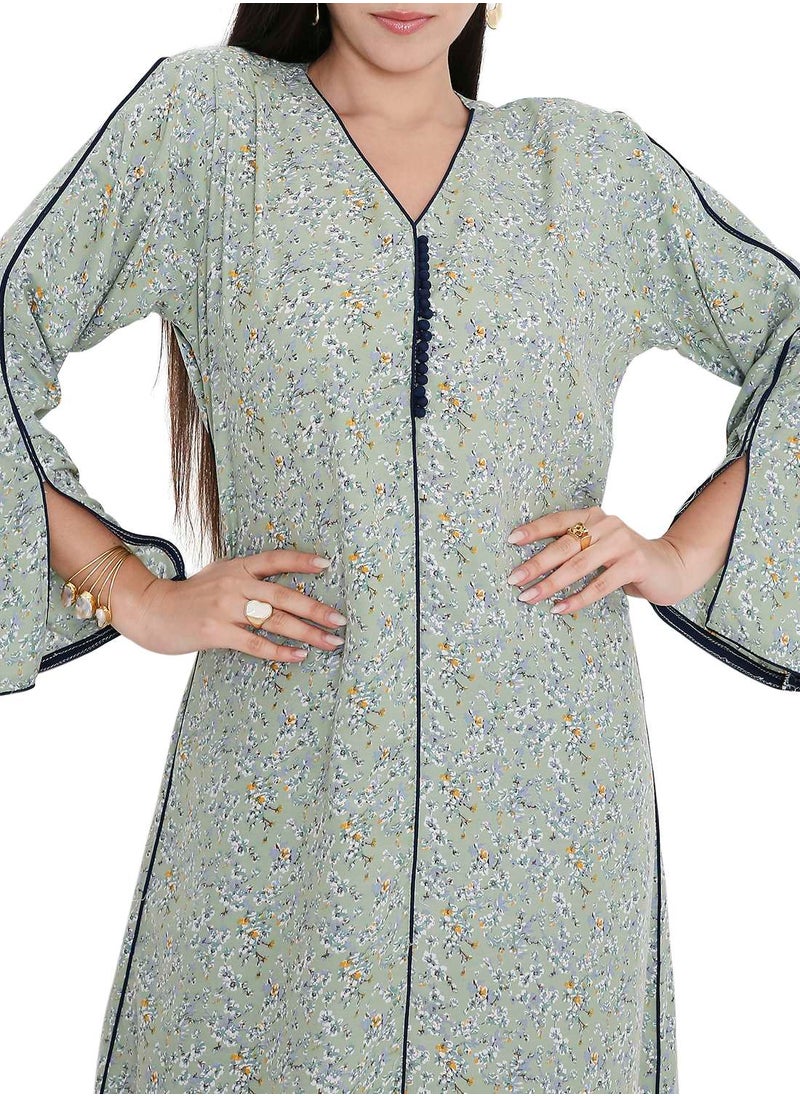 HANA & SARA LONG VISCOSE UNIQUE PRINTED CASUAL STYLED ARABIC FARASHA KAFTAN JALABIYA DRESS  - Image 3
