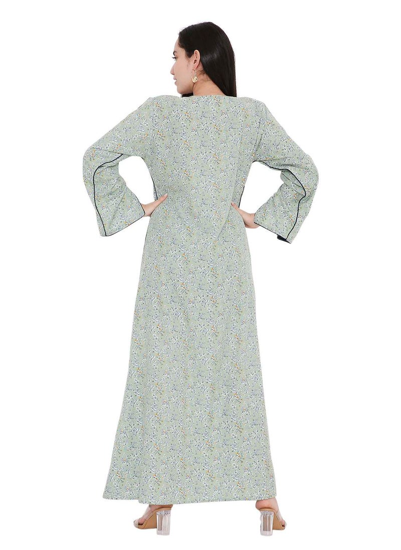HANA & SARA LONG VISCOSE UNIQUE PRINTED CASUAL STYLED ARABIC FARASHA KAFTAN JALABIYA DRESS  - Image 2
