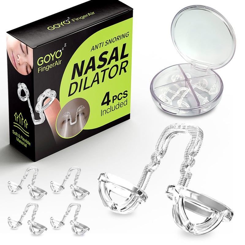 GOYO FingerAir Nasal Dilator for Snoring and Breathing, Anti Snoring Devices, Snore Stopper Silicone Anti Snore, Reusable, Comfortable (4pcs Multi-Size Pack: S, M, L, XL) - Image 1