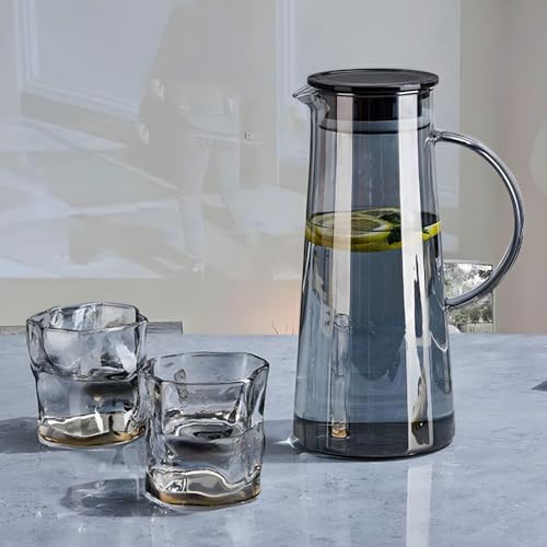 Mevanta Premium 1.8 Liter Black Glass Jug with Handle and Stainless Steel Lid, Use Water, Juice,Milk,Cocktail and Beverage Carafe Pitcher for Home, Kitchen, Fridge & Dining Table (BX-01) - Image 2