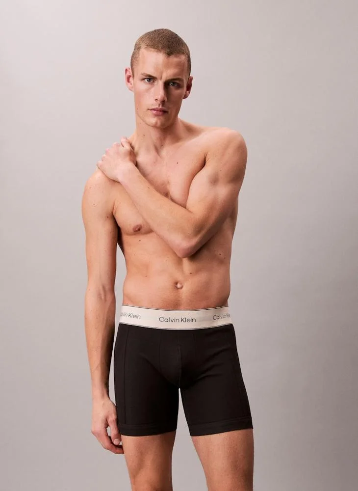 CALVIN KLEIN 3 Pack Boxer Briefs - Heritage Cotton Stretch