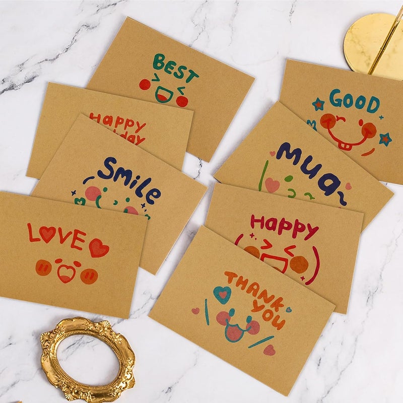 Luckam 48Pcs Writing Letters Kawaii Emoticons Stationery Paper and Envelopes Set with 32Pcs Letter Paper 16Pcs Envelopes Vintage Stationery Paper Lined for Office School Supplies - Image 3