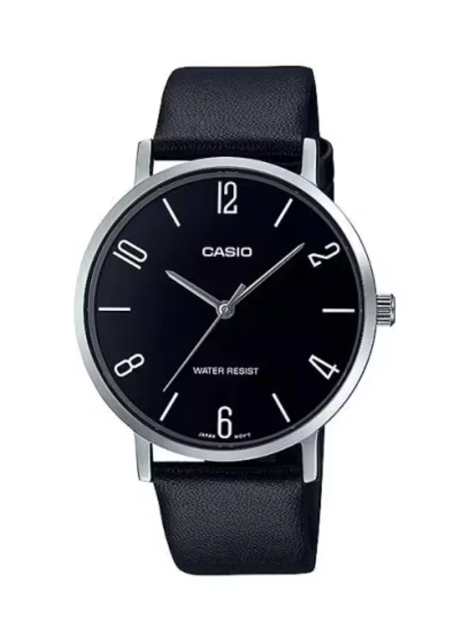 CASIO Men's Analog Display Watch With Black Leather Strap - MTP-VT01L-1B2UDF