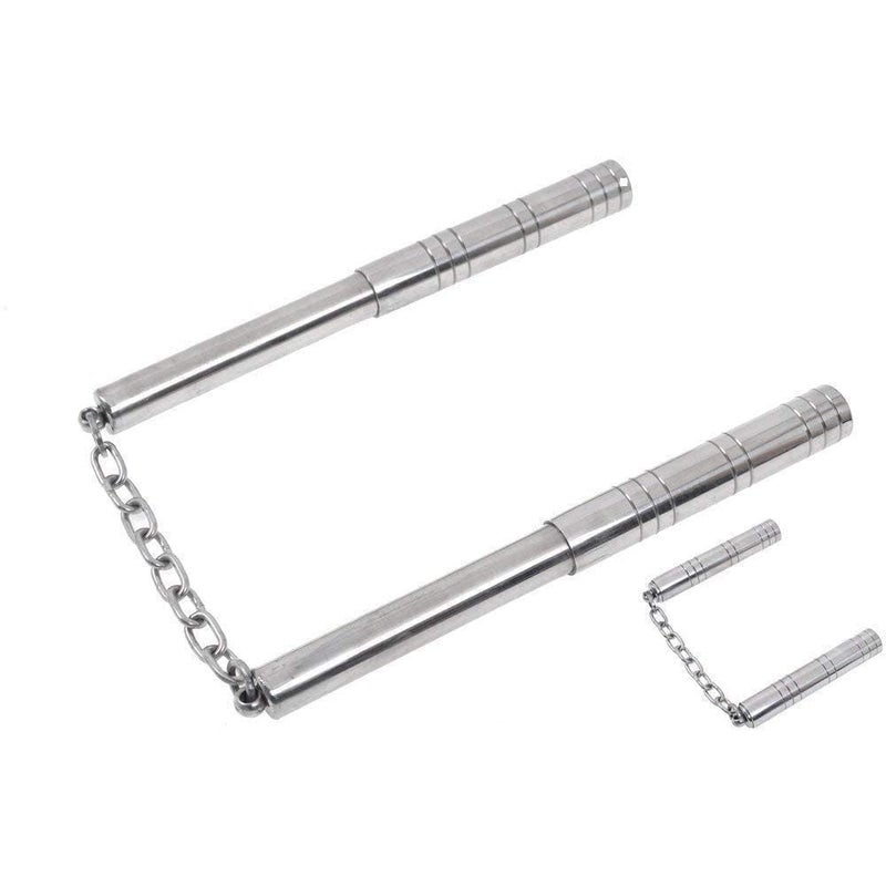 Foldable Iron Pocket Nunchaku for Martial Arts (Silver)