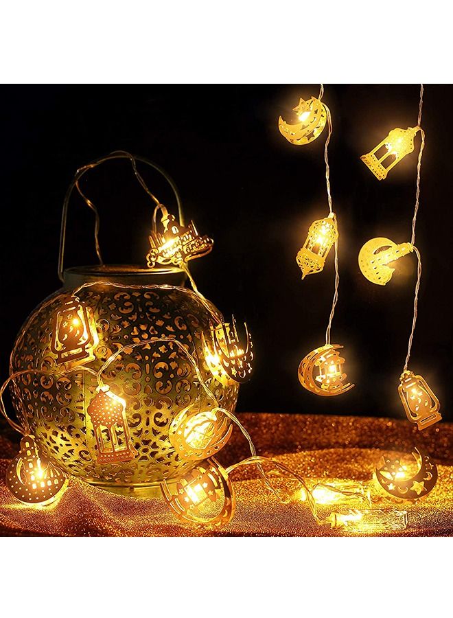 Arabest أضواء سلسلة فوانيس الكيروسين ستار مون رمضان تعمل بالبطارية ذهبية 1.5 متر - Image 3