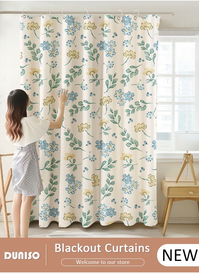 DUNISO Blackout Curtains, Room Divider Curtains for Room Partition, Thermal Insulated Drapes, Waterproof Shower Curtain, Grommet Curtain, Curtains for Living Room Home Decor, Rod Pocket Curtains for Cafe, Kitchen, Living Room and Decoration  - Image 1