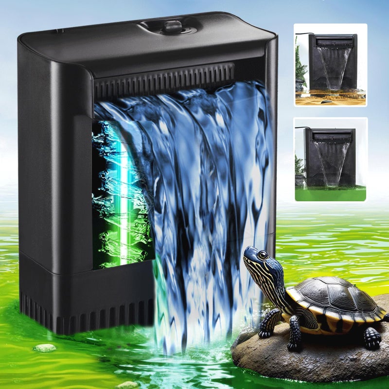 TARARIUM Large Powerful Turtle Tank Filter U V-ery for 40-155 Gallon Tank, Low Water Filter Turtle Water Filter for Amphibians Fresh Saltwater Cloudy Green Water Crystal Clear with Turtle Tank Deodorization - Image 1