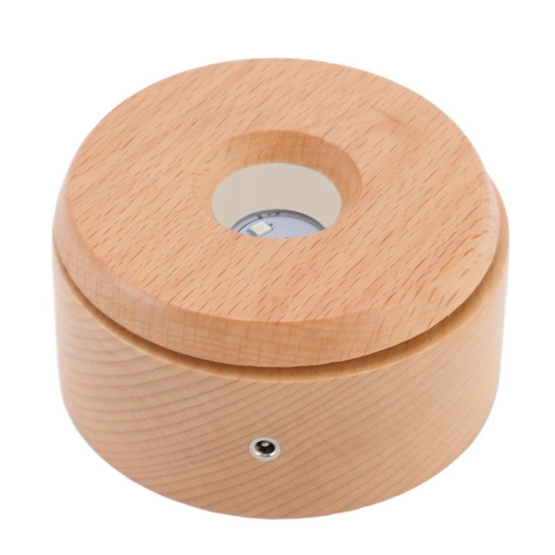 Wooden LED Display Base: 360° Rotatable Touch Dimming Light Base - Long-Lifespan LED Lights Non-Slip Crystal Display Stand for Crafts Jewelry Artwork - Image 4