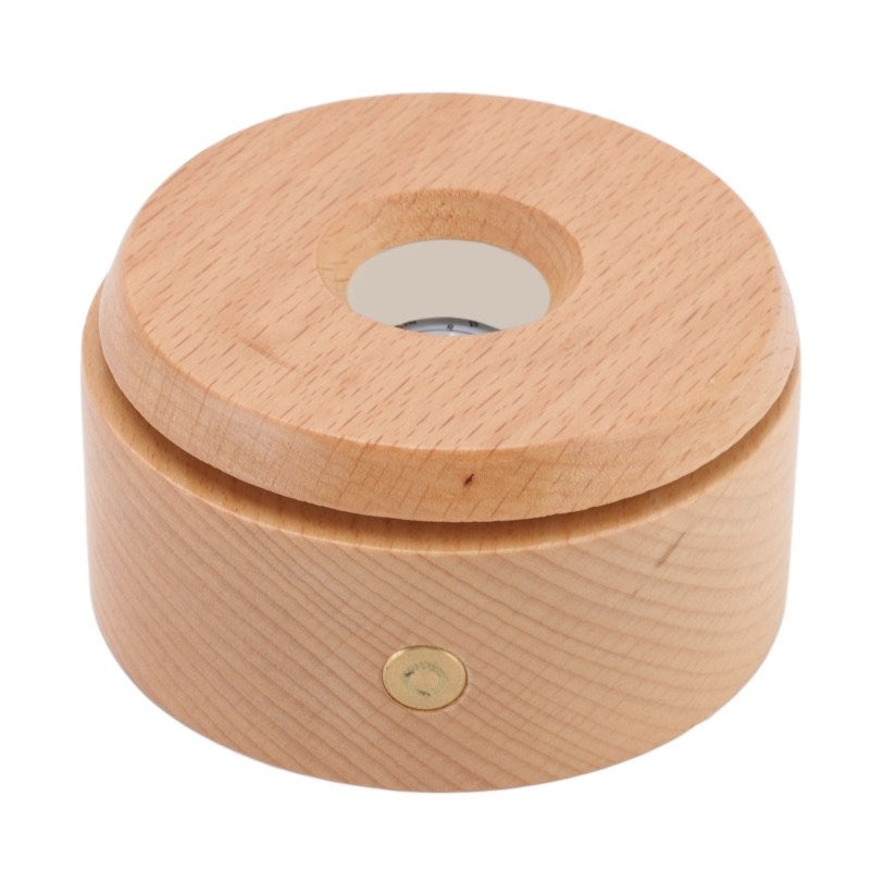 Wooden LED Display Base: 360° Rotatable Touch Dimming Light Base - Long-Lifespan LED Lights Non-Slip Crystal Display Stand for Crafts Jewelry Artwork - Image 3