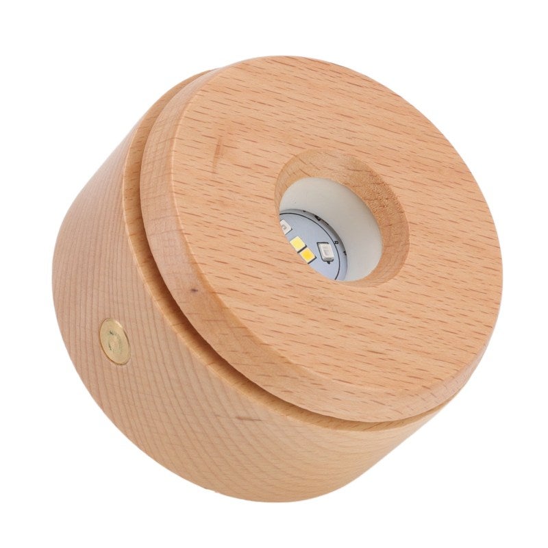 Wooden LED Display Base: 360° Rotatable Touch Dimming Light Base - Long-Lifespan LED Lights Non-Slip Crystal Display Stand for Crafts Jewelry Artwork - Image 2