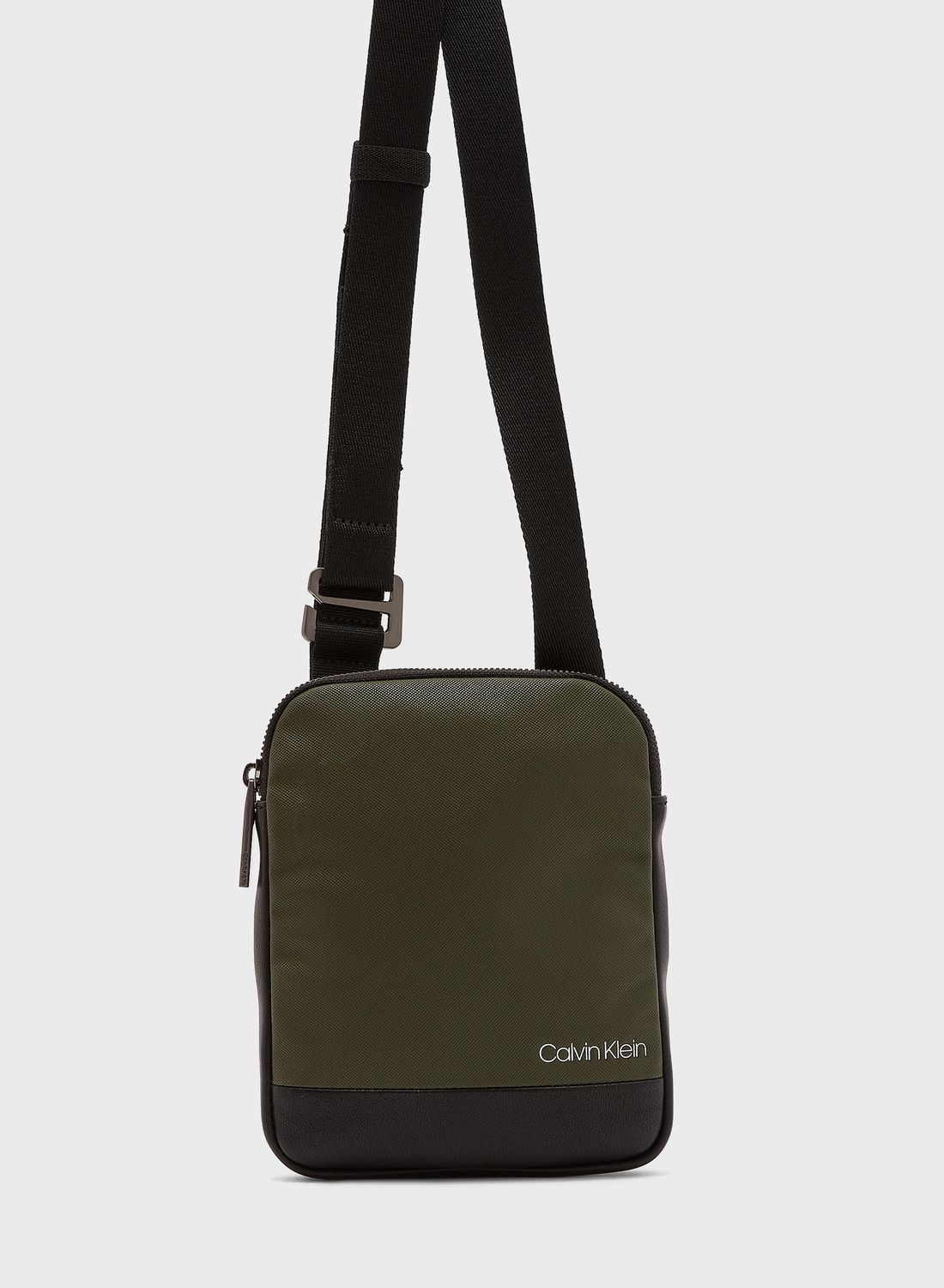Buy Calvin Klein Army Green-Black Contrast Messenger Bag for Men in Bahrain