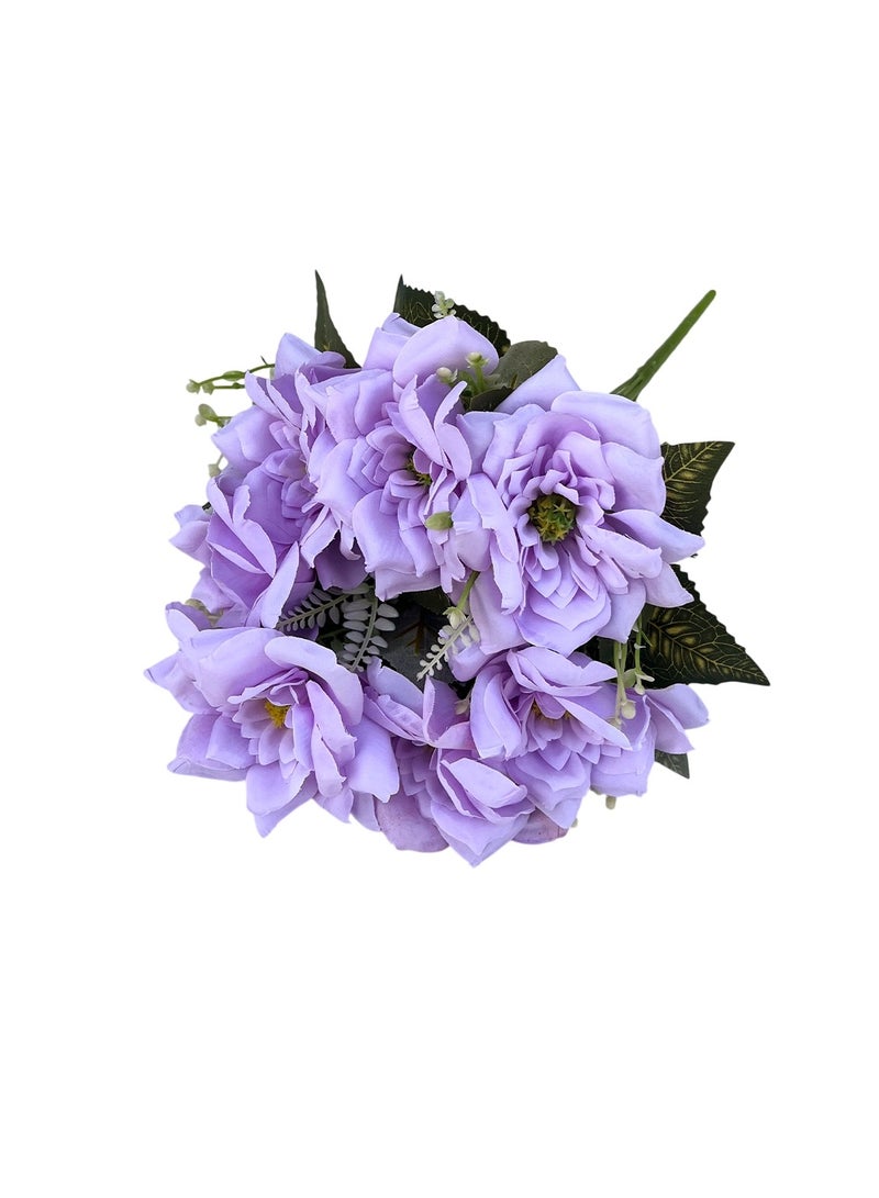 Huitich Artificial Rose Bouquet Elegant Faux Floral Arrangement Purple  - Image 1