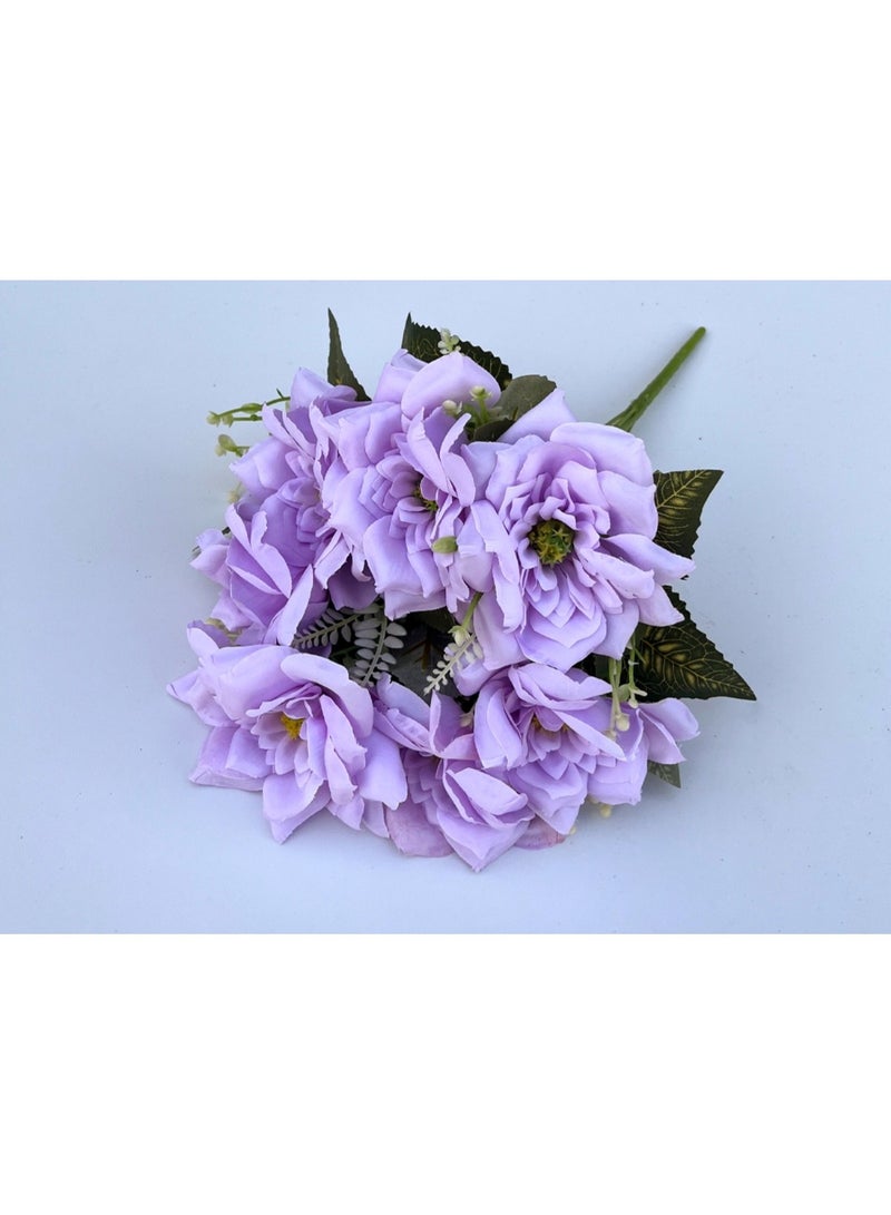 Huitich Artificial Rose Bouquet Elegant Faux Floral Arrangement Purple  - Image 2