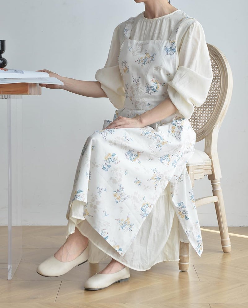 Hawholm Japanese apron Women-Cross Back Apron for Women with Pockets, Pinafore Aprons, Womens Cotton Linen Apron - Image 5