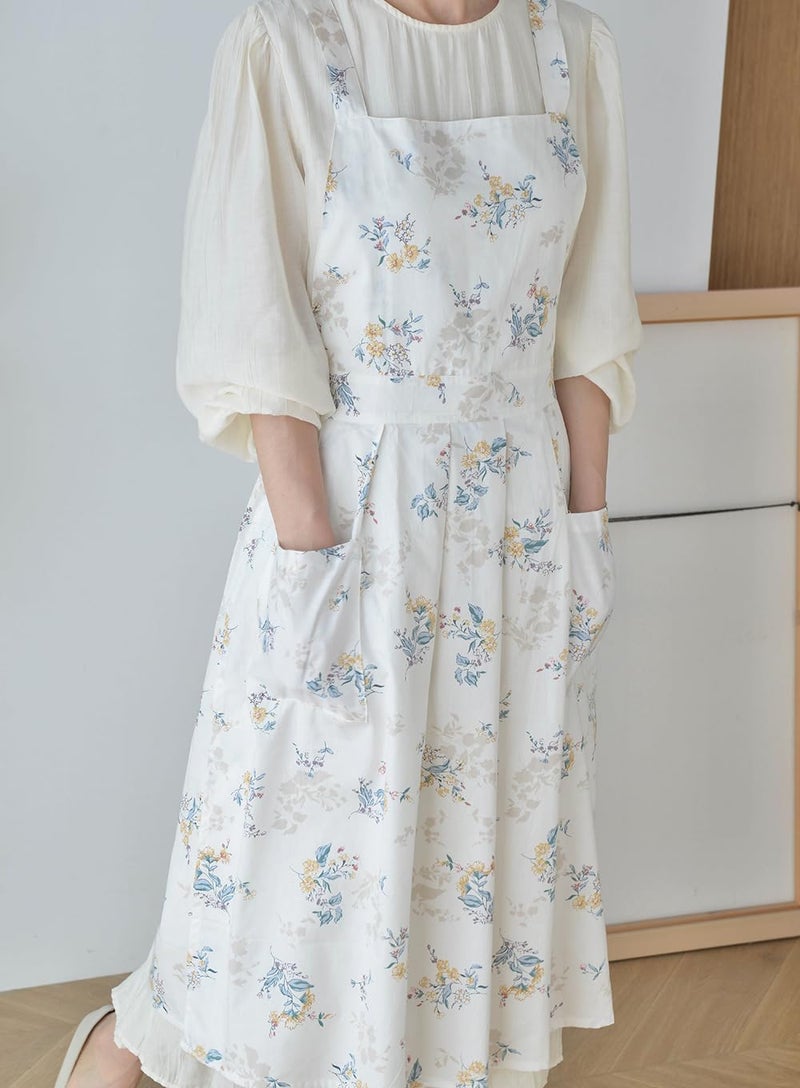 Hawholm Japanese apron Women-Cross Back Apron for Women with Pockets, Pinafore Aprons, Womens Cotton Linen Apron - Image 4
