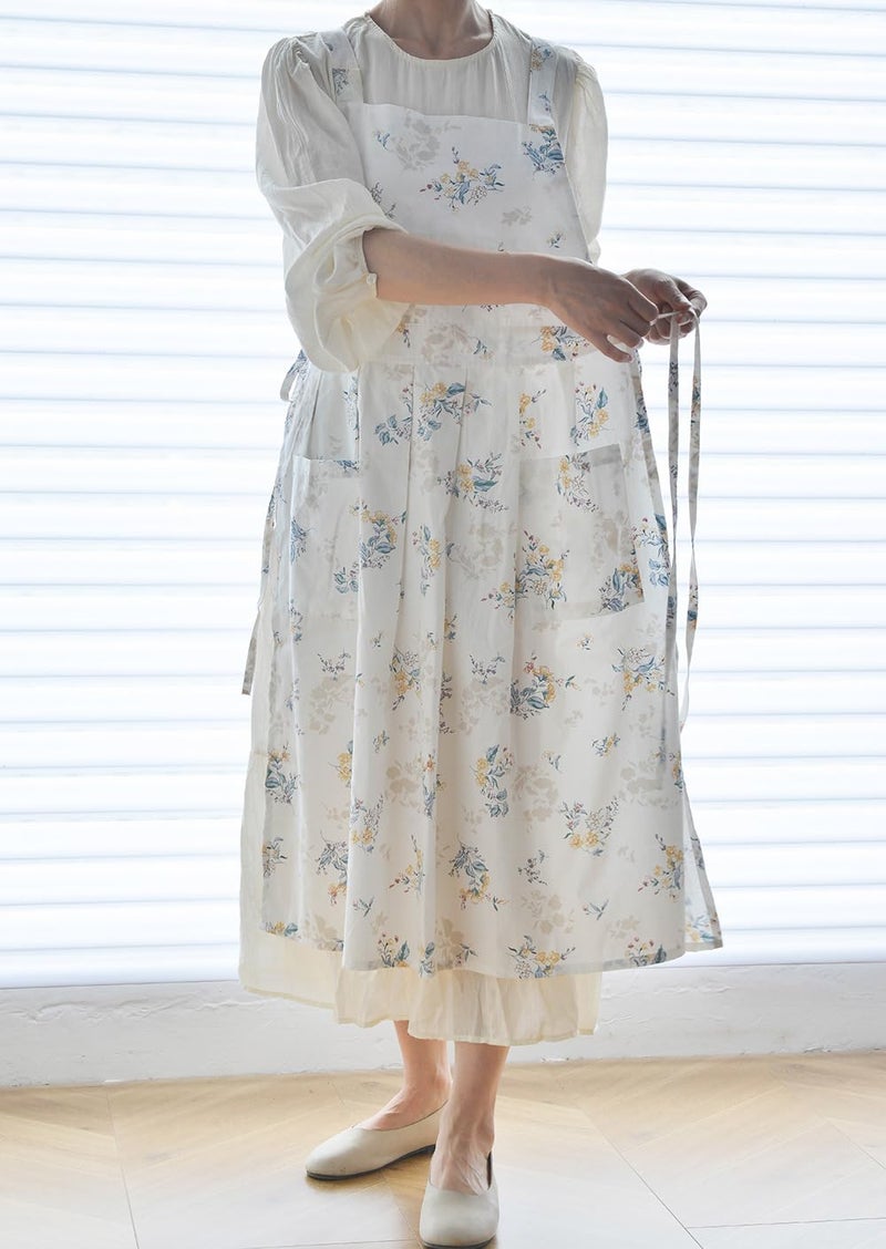 Hawholm Japanese apron Women-Cross Back Apron for Women with Pockets, Pinafore Aprons, Womens Cotton Linen Apron - Image 2