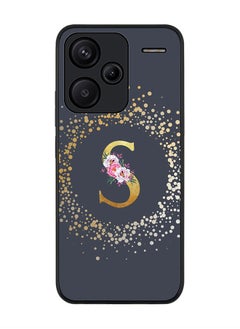 Stylizedd Rugged Black Edge Case for Xiaomi Redmi Note 13 Pro Plus, Slim Case Cover- Custom Monogram Initial Letter Floral Pattern Alphabet - S(Grey)  - Image 1