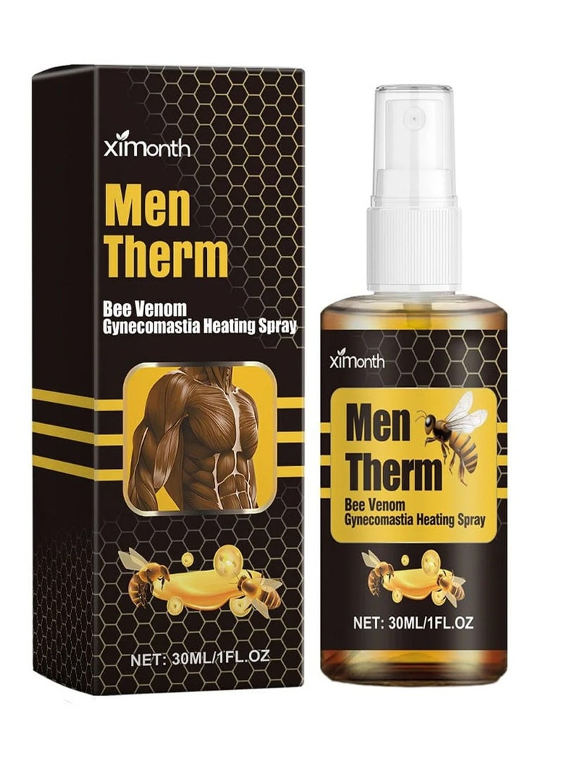 ximonth 1Pcs Men Therm Bee Venom Oil, Men Therm Bee Venom Gynecomastia Heating Oil, Gynecomastia Tightening Oil for Men, Can Help Strengthen the Chest Muscles - Image 1