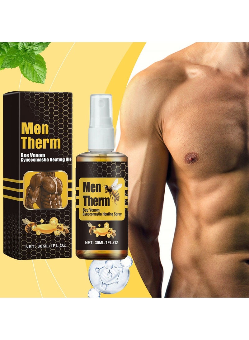 ximonth 1Pcs Men Therm Bee Venom Oil, Men Therm Bee Venom Gynecomastia Heating Oil, Gynecomastia Tightening Oil for Men, Can Help Strengthen the Chest Muscles - Image 2