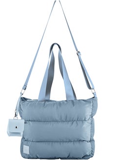 Large capacity waterproof soft quilted shoulder bag and cross bag for women - Babyblue