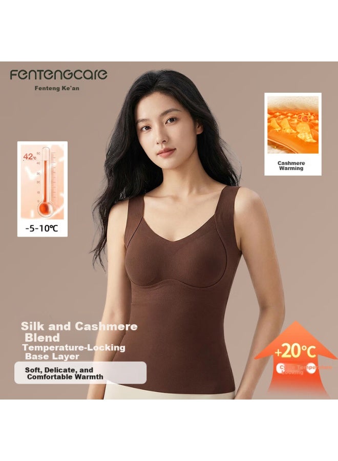 Fentengcare Silk Cashmere Thermal Vest For Women With Chest Pad Winter Slimming Warm Vest - Image 1
