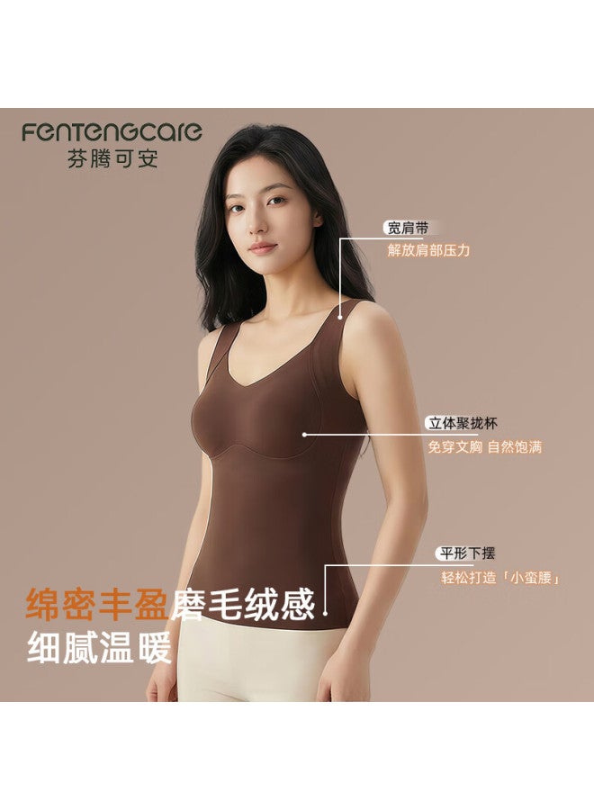 Fentengcare Silk Cashmere Thermal Vest For Women With Chest Pad Winter Slimming Warm Vest - Image 2