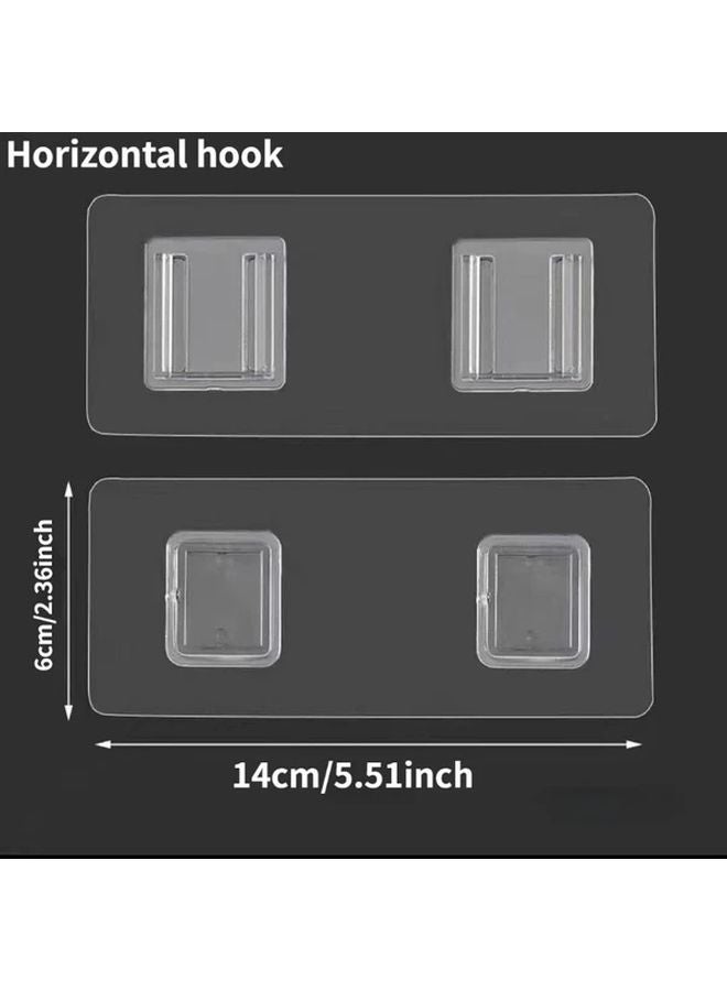 الخطافات الأفقية ذاتية اللاصق للحائط بدون حفر، تحمل 12 رطلاً، شفافة وعصرية - Image 4