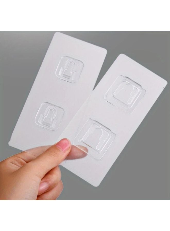 الخطافات الأفقية ذاتية اللاصق للحائط بدون حفر، تحمل 12 رطلاً، شفافة وعصرية - Image 3