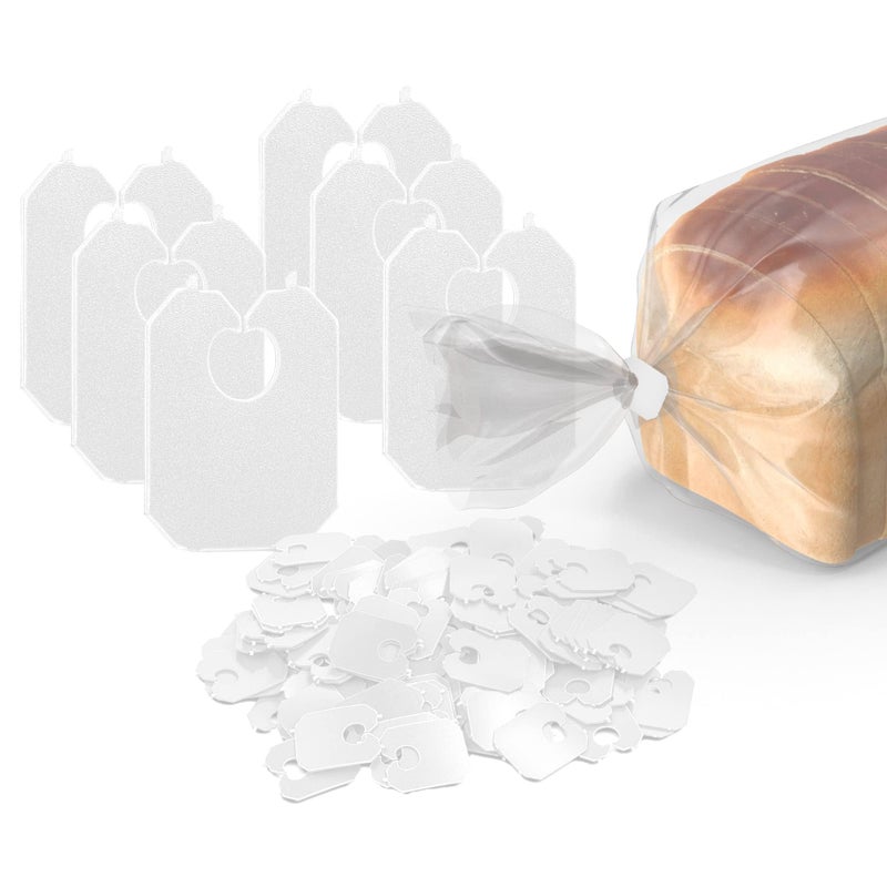 MT Products White Plastic Bread Clips 78 x 1 18  Disposable Bread Ties  Pack of 100