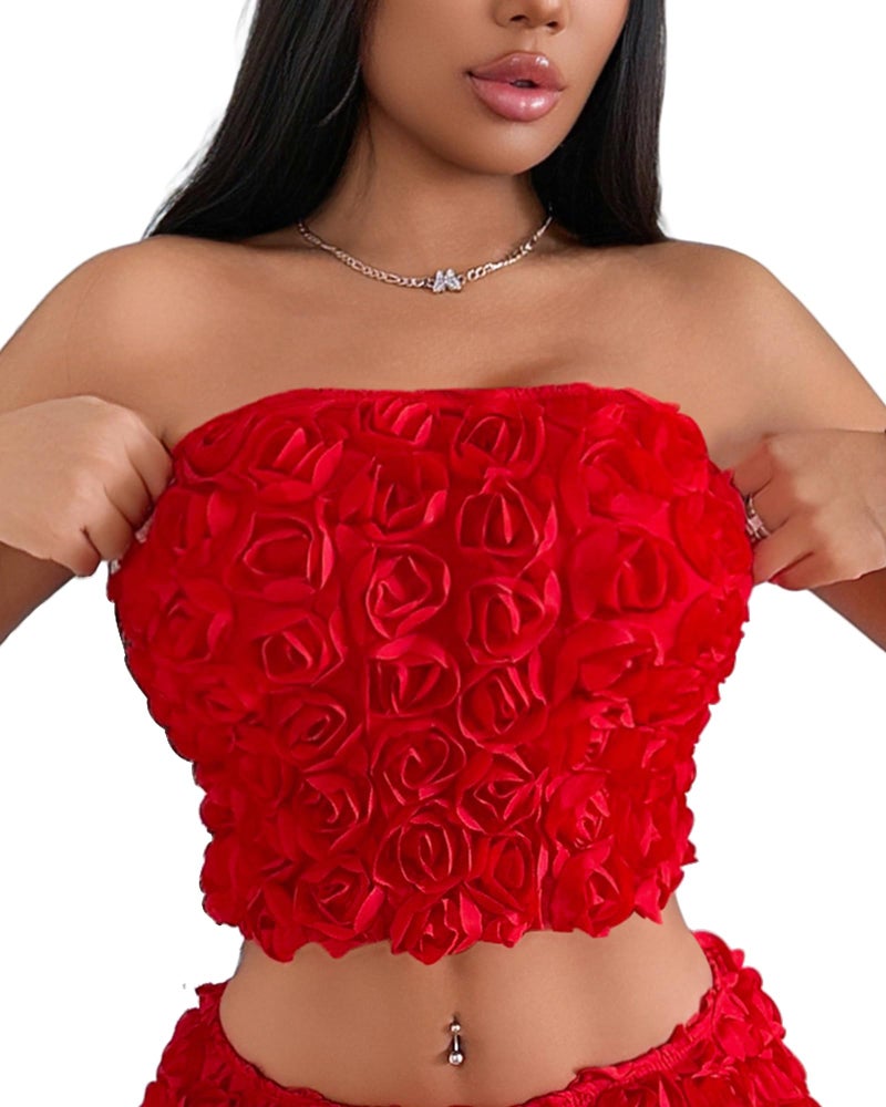 Sliot Women's Tube Top - Stretchy Bandeau for Summer, Strapless Crop Top for Teens & Adults Tank Top (US, Alpha, Small, Regular, Regular, Red) - Image 1