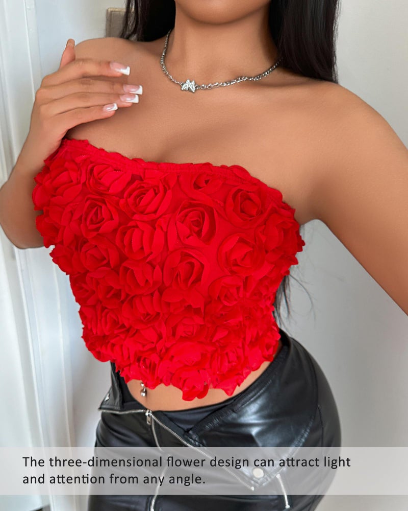 Sliot Women's Tube Top - Stretchy Bandeau for Summer, Strapless Crop Top for Teens & Adults Tank Top (US, Alpha, Small, Regular, Regular, Red) - Image 5