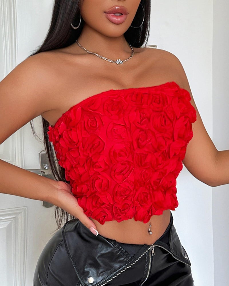 Sliot Women's Tube Top - Stretchy Bandeau for Summer, Strapless Crop Top for Teens & Adults Tank Top (US, Alpha, Small, Regular, Regular, Red) - Image 2