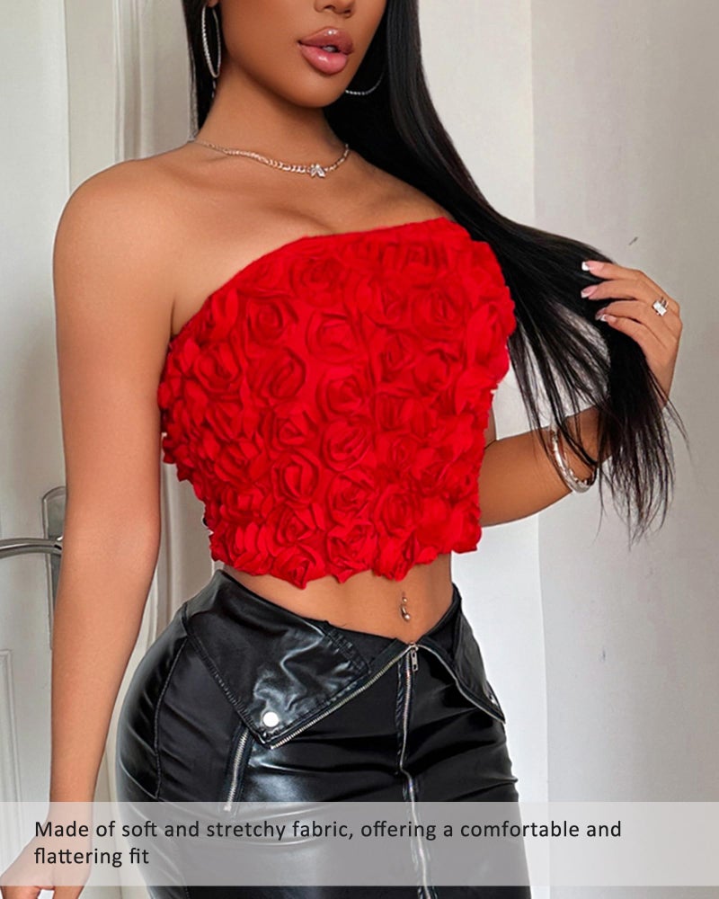 Sliot Women's Tube Top - Stretchy Bandeau for Summer, Strapless Crop Top for Teens & Adults Tank Top (US, Alpha, Small, Regular, Regular, Red) - Image 4