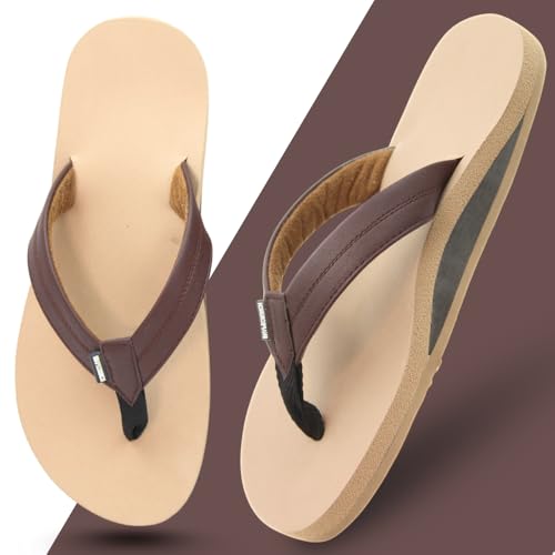 SHAPECRUNCH Arch Support Slippers for Men - Ortho Slippers with MCR Sole to Reduce Pressure on Feet, Joints, and Back (Beige-Brown, UK Footwear Size System, Adult, Men, Numeric, Medium, 9) - Image 2