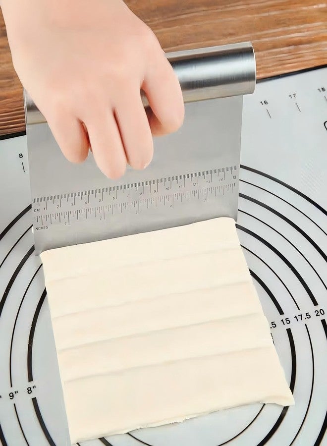 SSydl Dough Pastry Scraper Stainless Steel Bench Scraper with Measuring Scale Multipurpose for Butter, Cake, Onion, Vegetable, Pizza Cutter - Pastry Bread Separator - Image 4