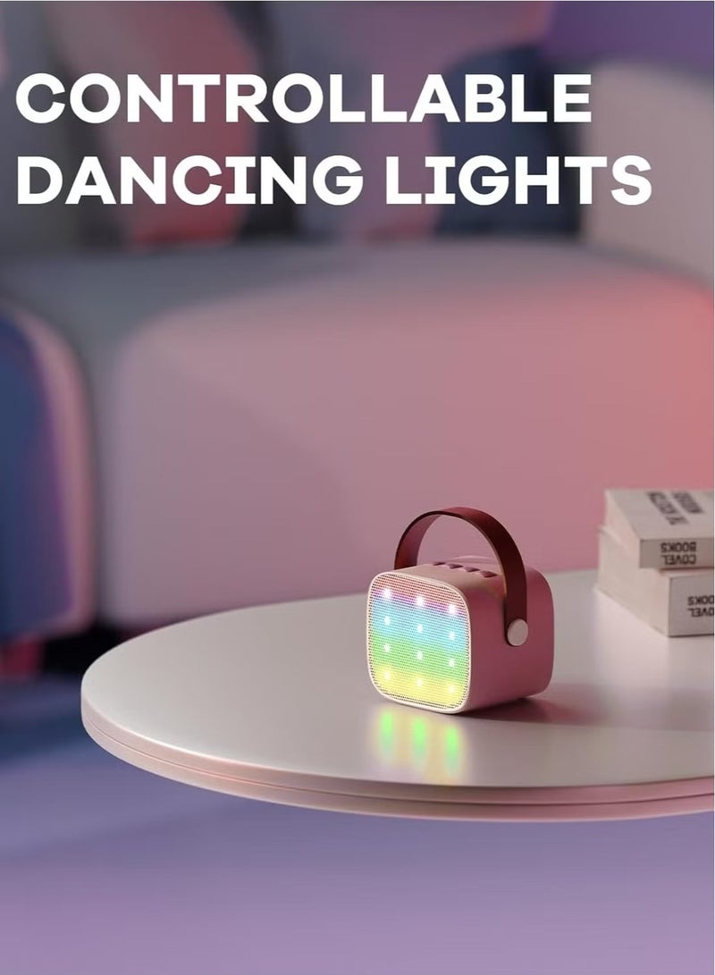 Colorful karaoke sound system, Karaoke Machine for Kids and Adults, Portable Mini Bluetooth Speaker with Wireless Microphone, Christmas Gift Toys with Colorful Lights (Light Pink 1 Microphone)  - Image 2