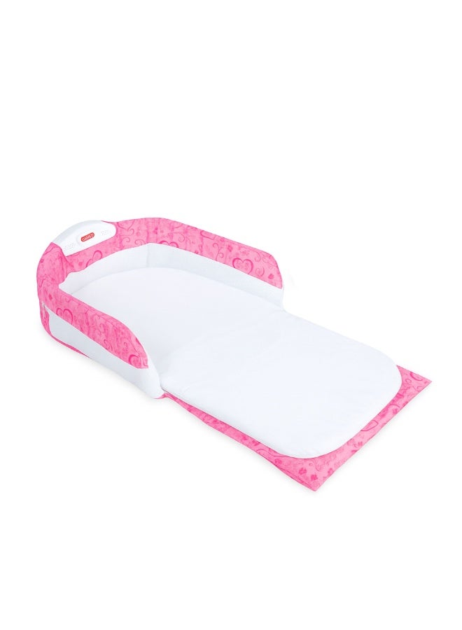Factory Price Lily Portable Baby Bed – Grey | Bed-on-Bed Co-Sleeper with 15° Anti-Reflux Wedge, Nightlight, Music & Removable Toys (0–6 Months) - Pink - Image 2