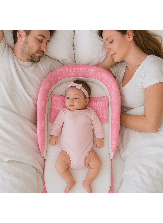 Factory Price Lily Portable Baby Bed – Grey | Bed-on-Bed Co-Sleeper with 15° Anti-Reflux Wedge, Nightlight, Music & Removable Toys (0–6 Months) - Pink - Image 4