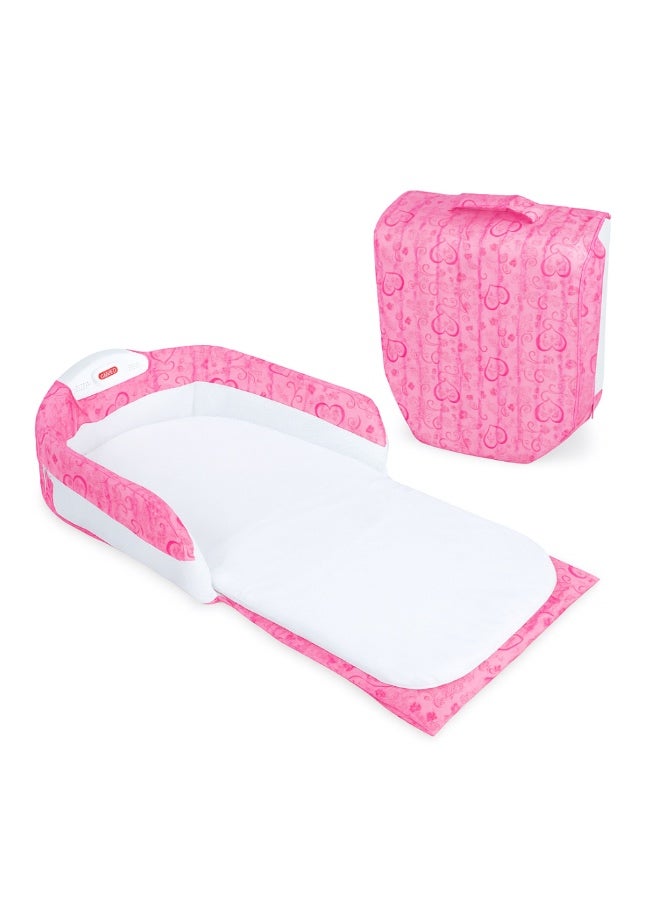 Factory Price Lily Portable Baby Bed – Grey | Bed-on-Bed Co-Sleeper with 15° Anti-Reflux Wedge, Nightlight, Music & Removable Toys (0–6 Months) - Pink - Image 1