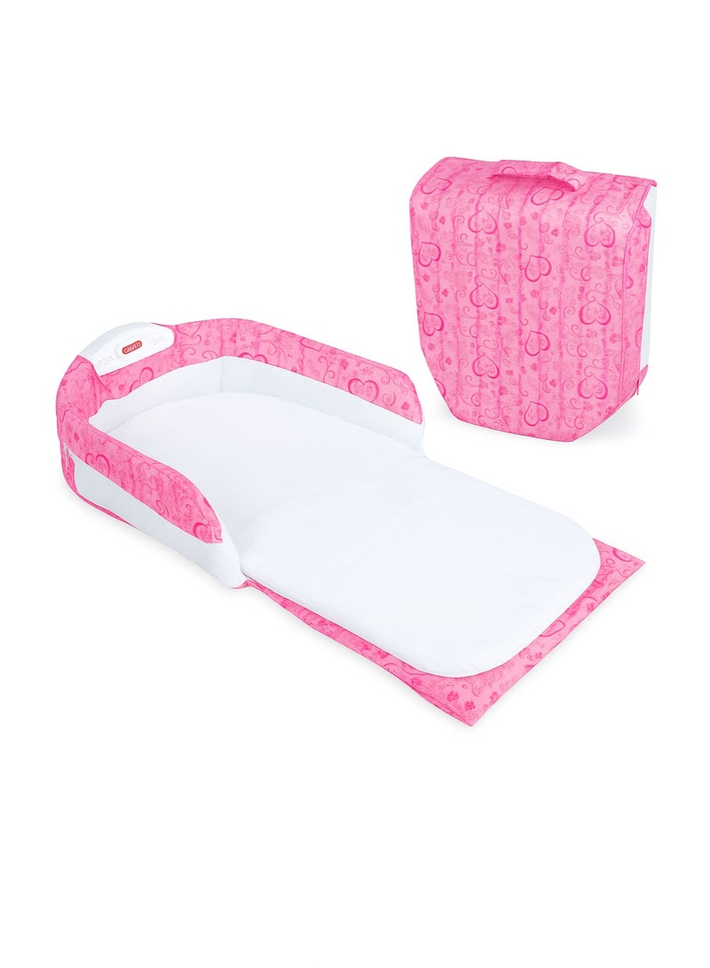 Factory Price Lily Portable Baby Bed – Grey | Bed-on-Bed Co-Sleeper with 15° Anti-Reflux Wedge, Nightlight, Music & Removable Toys (0–6 Months) - Pink - Image 5