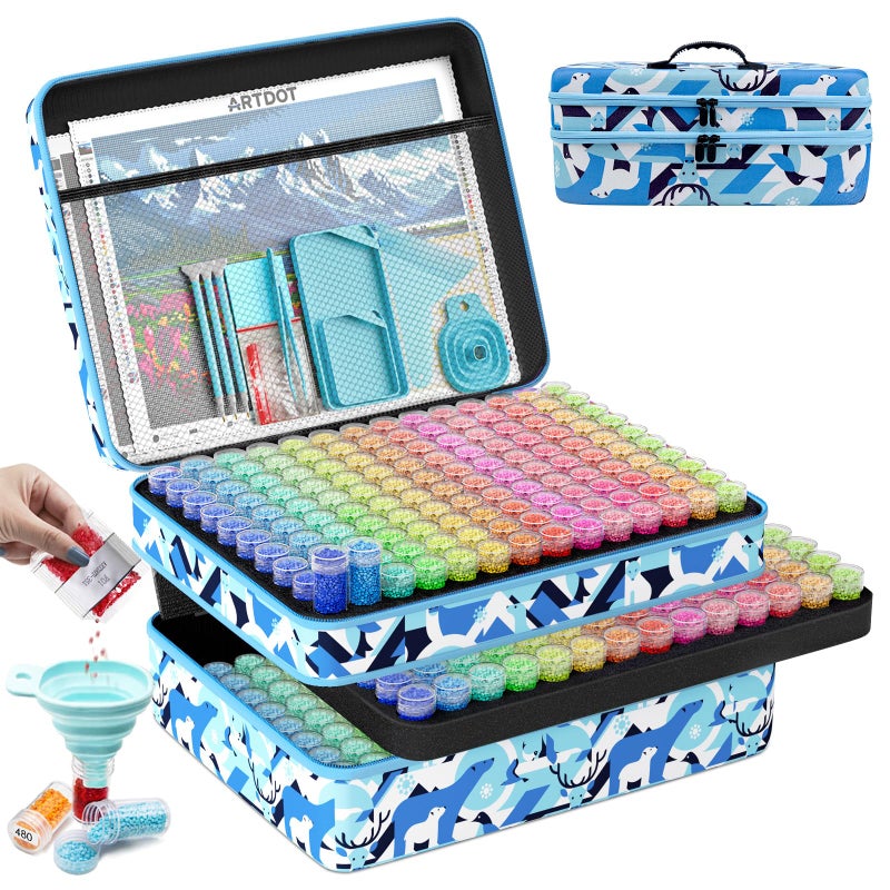 ARTDOT 420 Slots Storage Container for Diamond Art Kits for Adults,Portable Bead Storage Boxes for Diamond Painting Accessories and Tools - Image 1