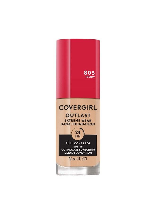 CoverGirl Outlast Extreme Wear 3In1 Full Coverage Liquid Foundation Spf 18 Sunscreen Ivory 1 Fl. Oz.  - Image 2