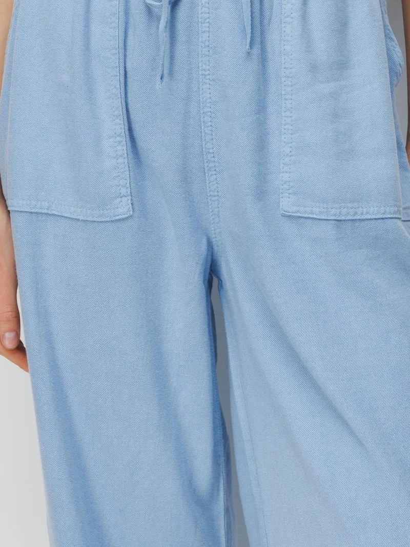 Mixray Oxford Blue MIXRAY High Waist Wide Leg Palazzo Pants with Drawstring Waist for Women | Best Price UAE