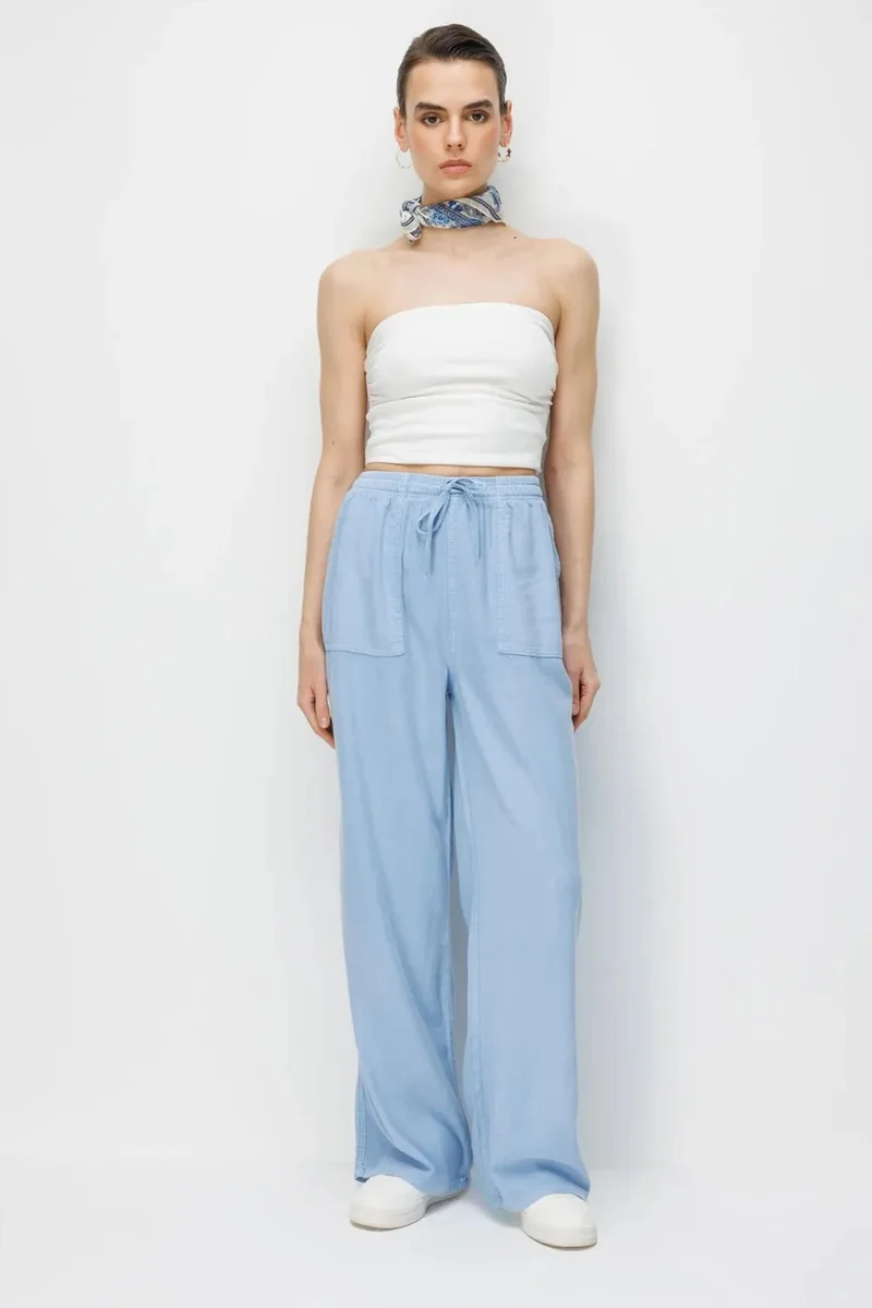 ميكسراي MIXRAY High Waist Wide Leg Palazzo Pants with Drawstring Waist