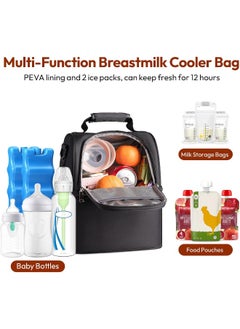NCVI NCVI Breastmilk Cooler Bag with Ice Pack, Insulated Lunch Bag for Women Men, Baby Bottle Bag Fits 6 Bottles for Nursing Mom Daycare, Double Deck Cooling Bag, Work, Picnic  - Image 2